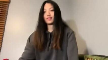 Cute Asian Blowing Her White Boyfriend In Dorm Room